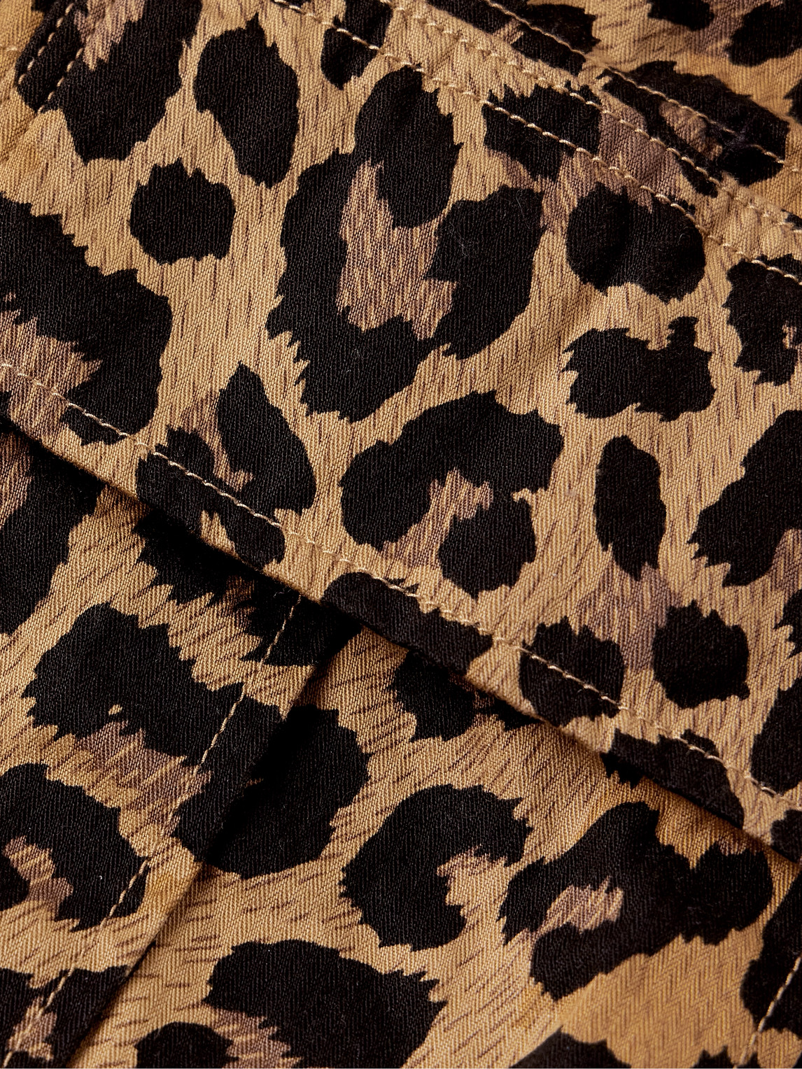 Shop Kapital Wide-leg Leopard-print Herringbone Cotton Cargo Trousers In Animal Print