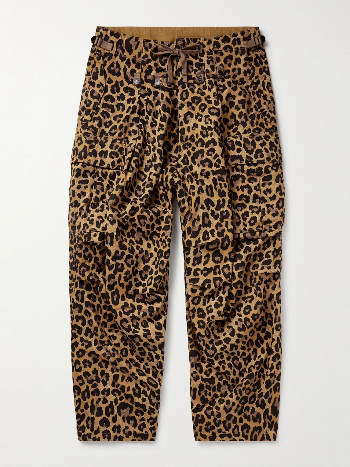 Kapital Wide-leg Leopard-print Herringbone Cotton Cargo Trousers In Animal Print