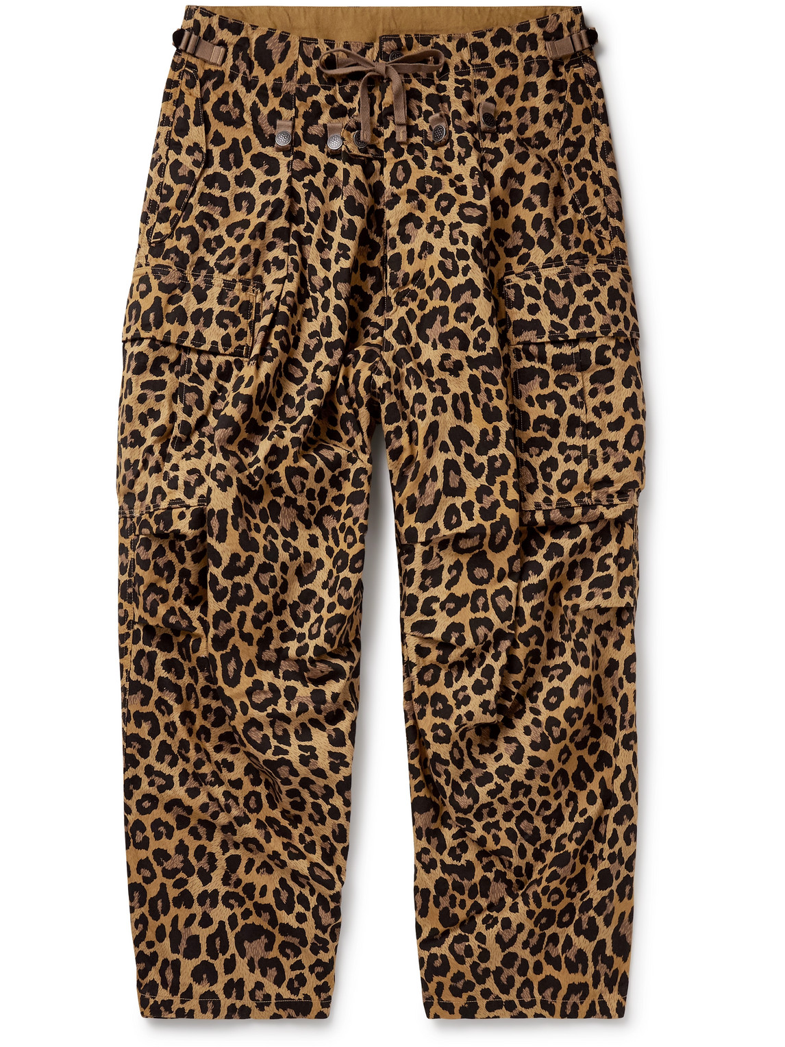 Kapital Wide-leg Leopard-print Herringbone Cotton Cargo Trousers In Animal Print