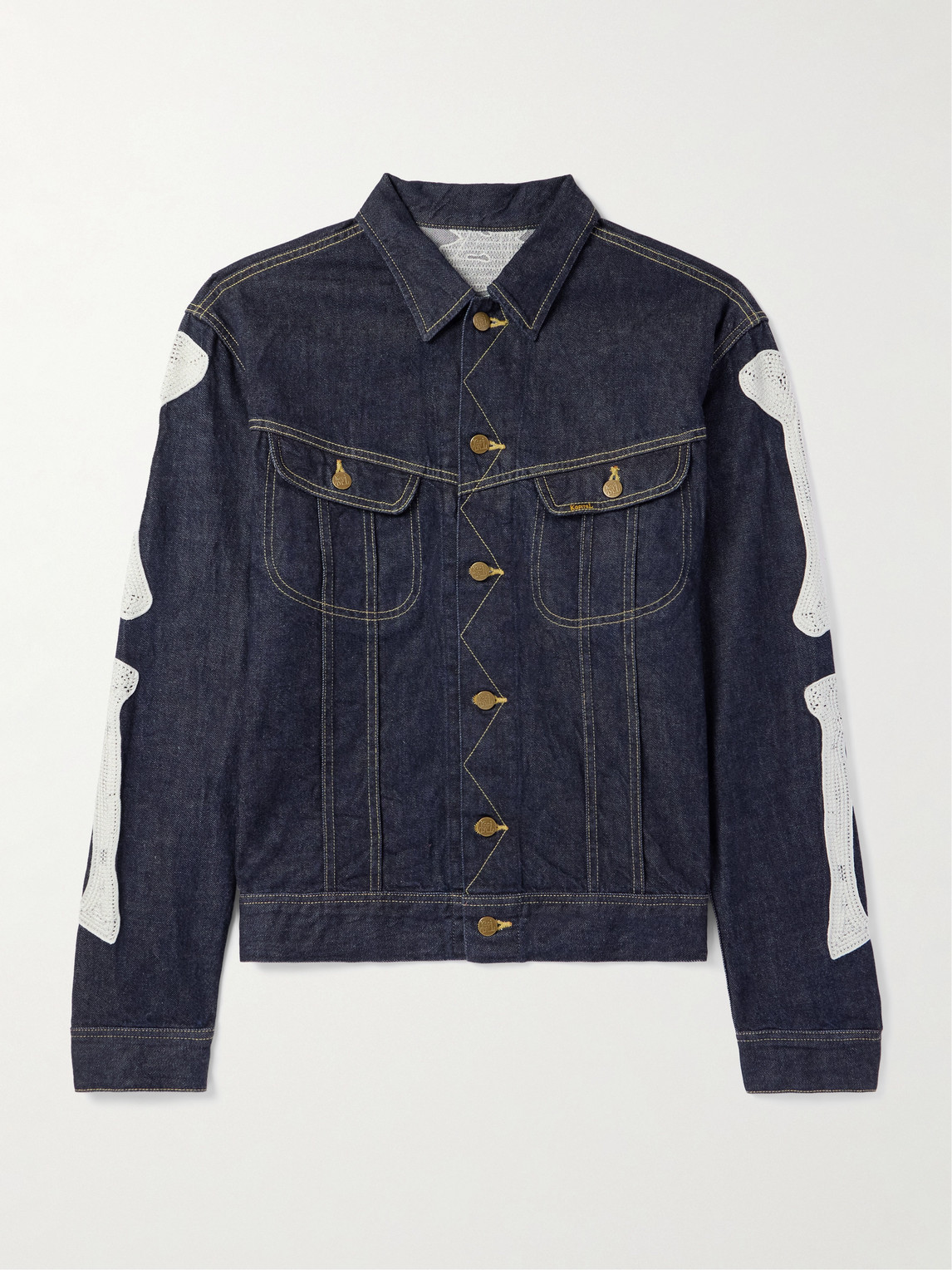 KAPITAL Crochet-Trimmed Denim Jacket - Men
