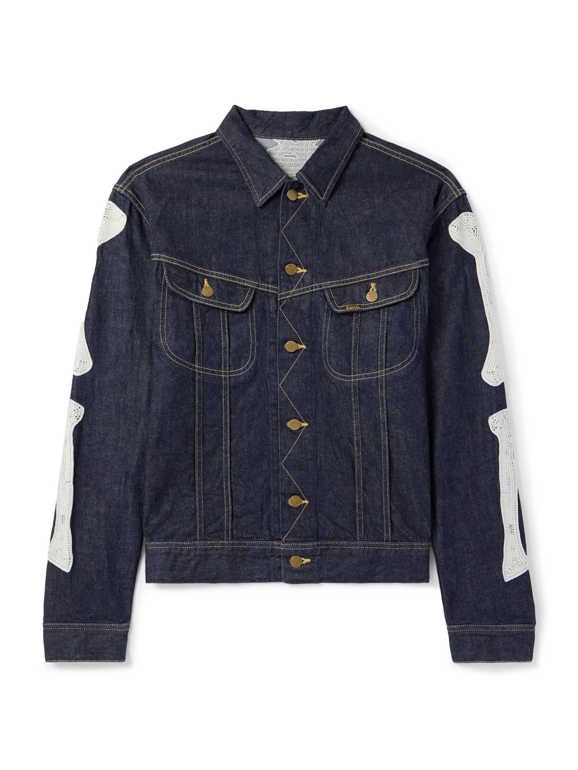 Crochet-Trimmed Denim Jacket