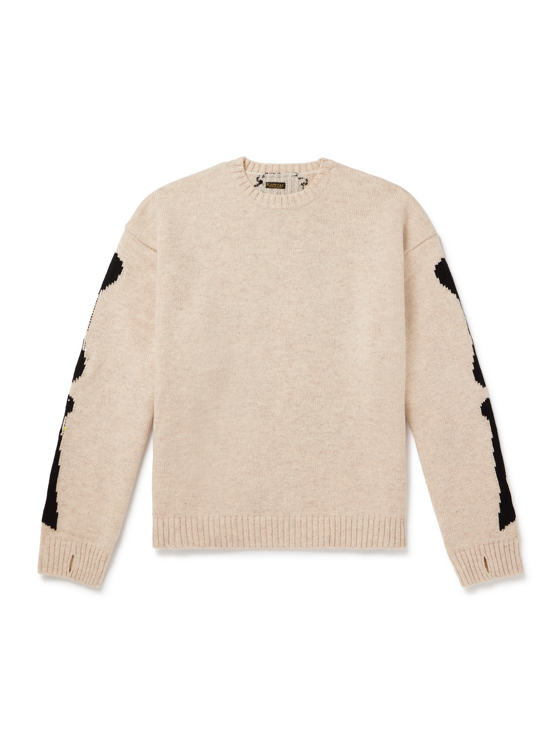 Kapital Oversized Intarsia Wool Sweater In Neutrals