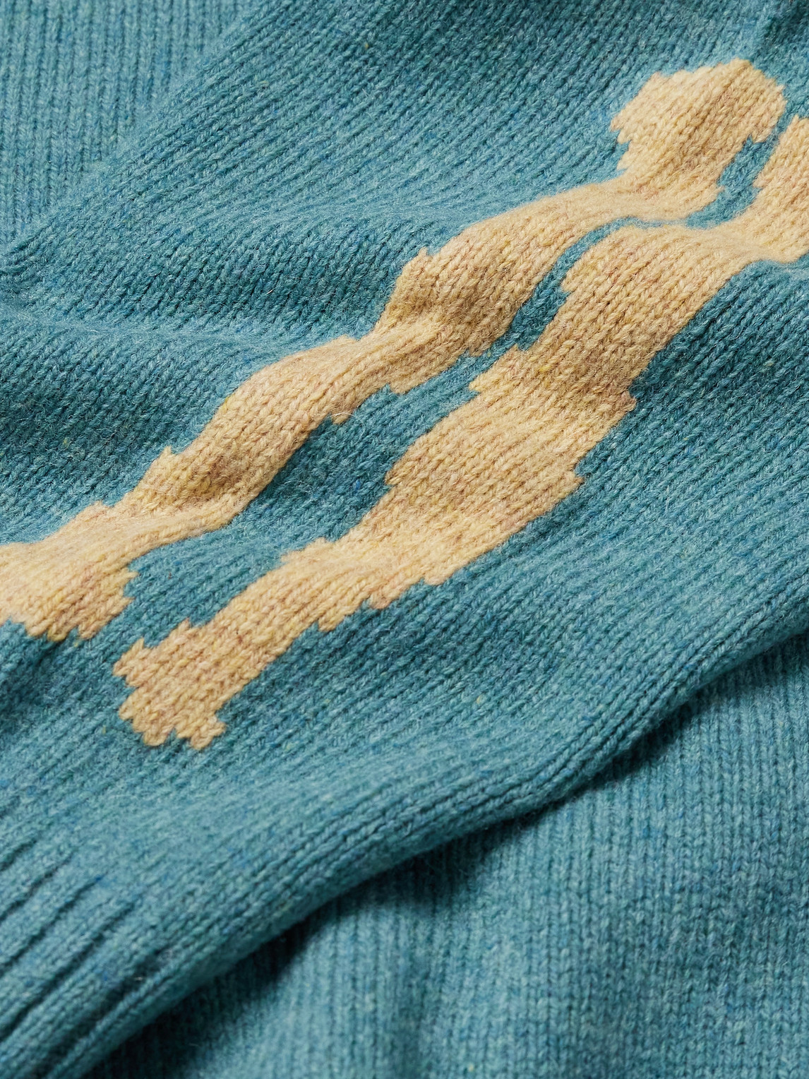 Shop Kapital Oversized Intarsia Wool Sweater In Blue