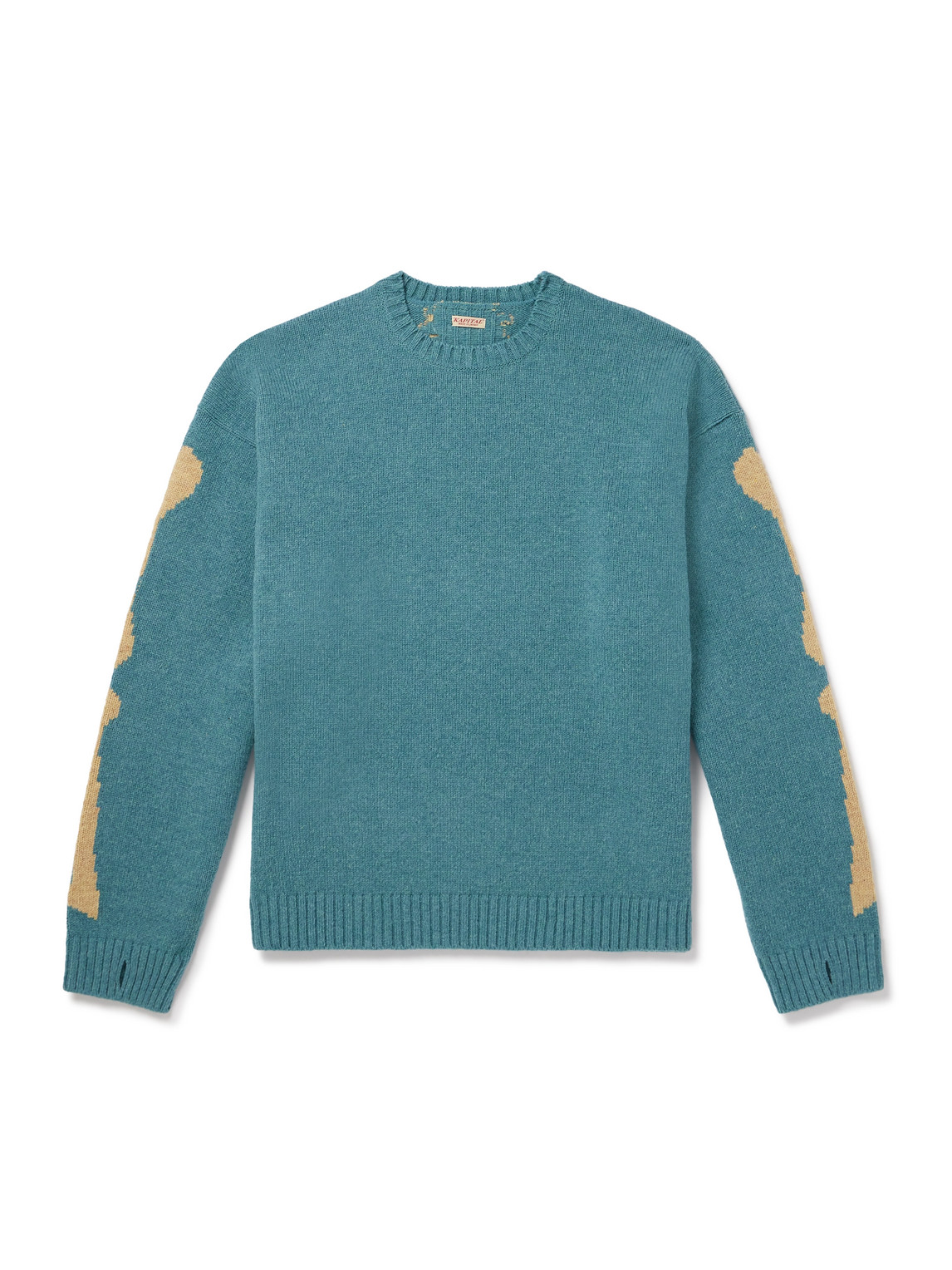 Kapital Oversized Intarsia Wool Sweater In Blue