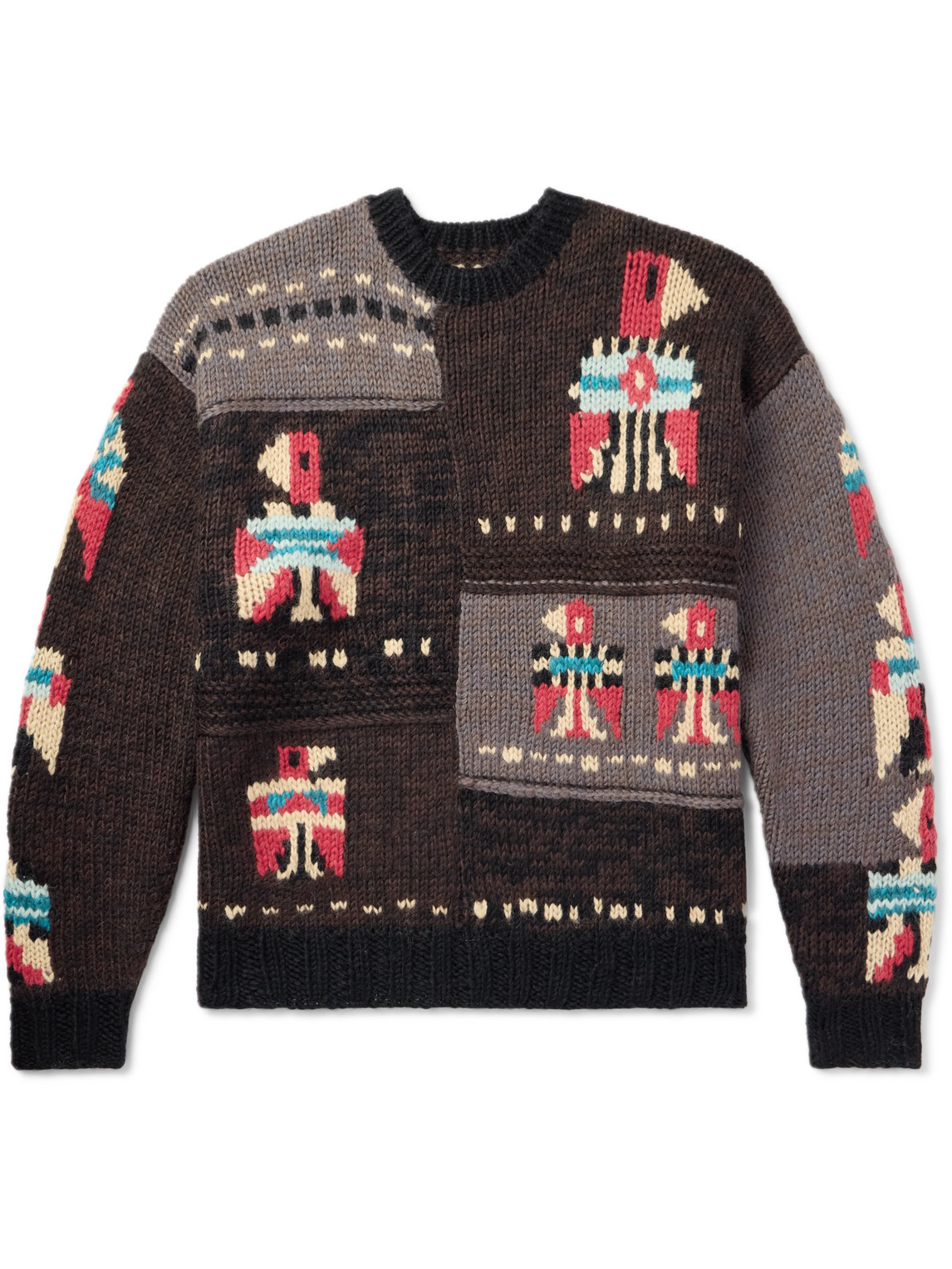 Kapital Jacquard-knit Wool Jumper In Brown