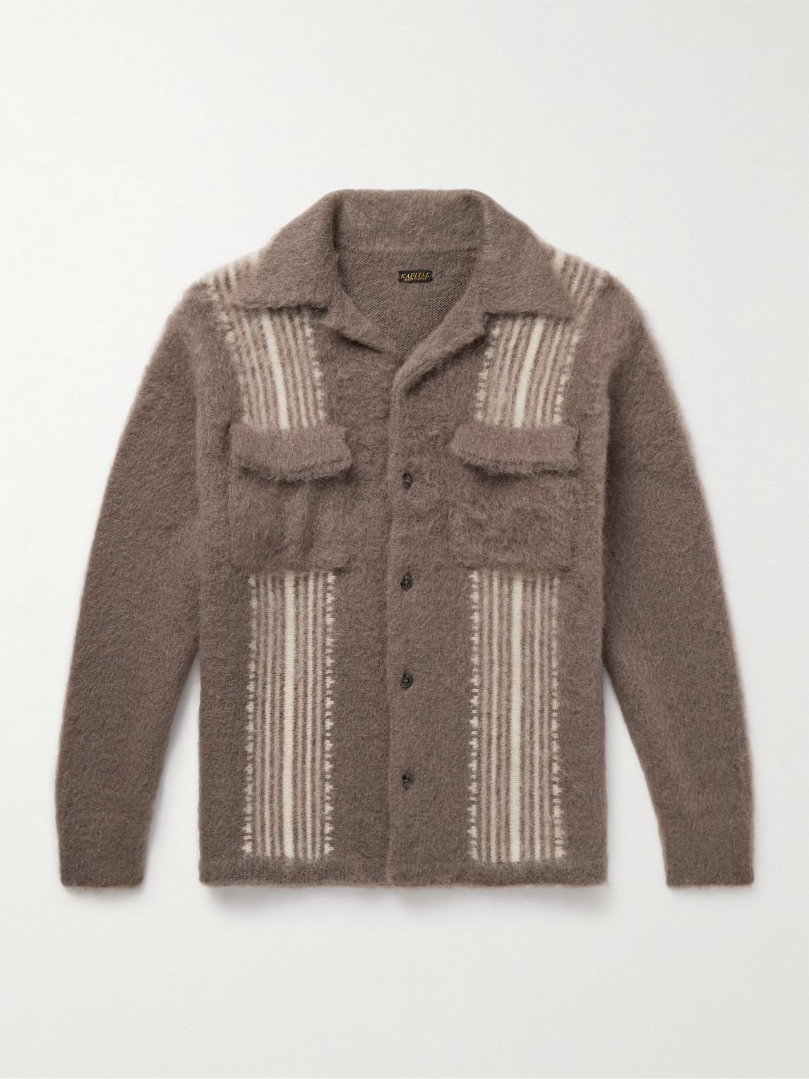 Kapital Camp-collar Striped Knitted Overshirt In Multi