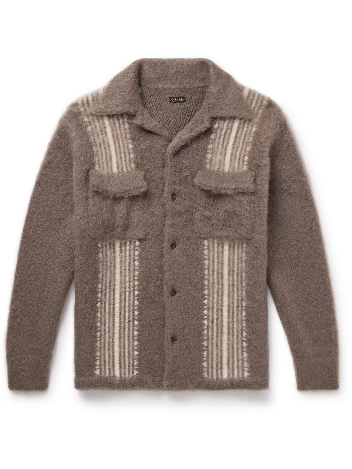 Kapital Camp-collar Striped Knitted Overshirt In Multi