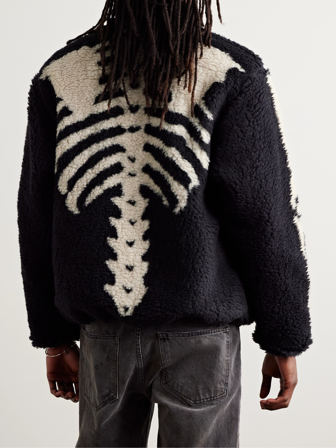 KAPITAL BONE BOA REVERSIBLE PRINTED FLEECE AND NYLON JACKET
