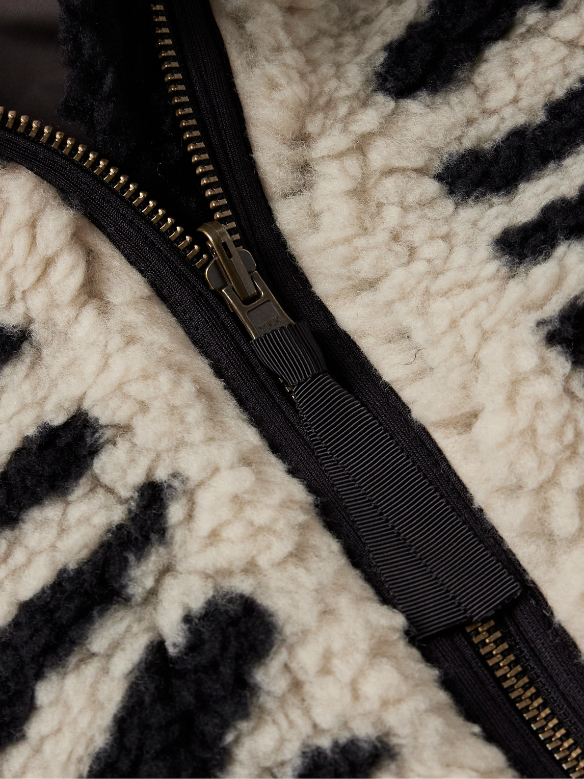 Shop Kapital Bone Boa Reversible Printed Fleece And Nylon Jacket In Black