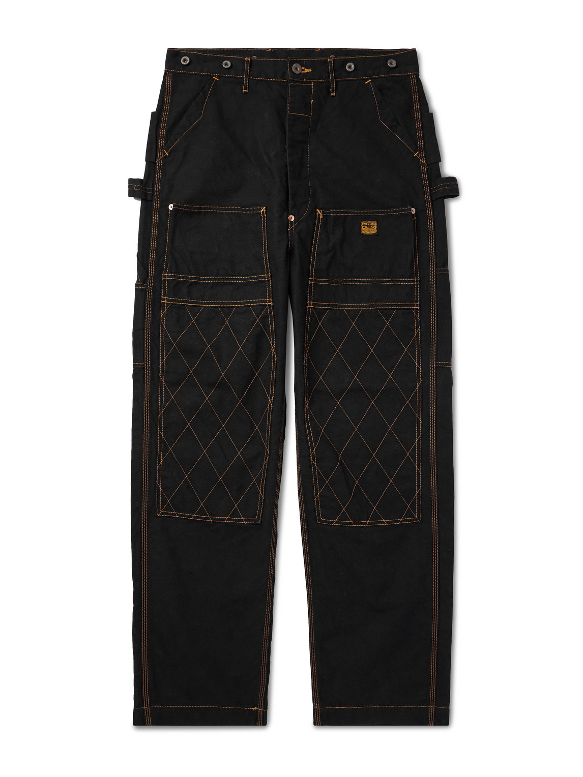 Kapital Lumber Straight-leg Embroidered Cotton-canvas Cargo Trousers In Black