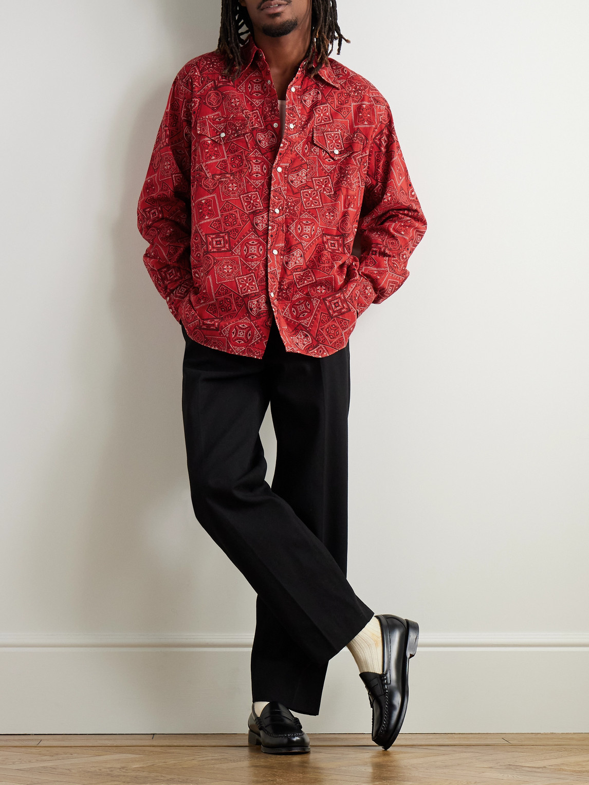 Shop Kapital Bandana-print Cotton-gauze Shirt In Red