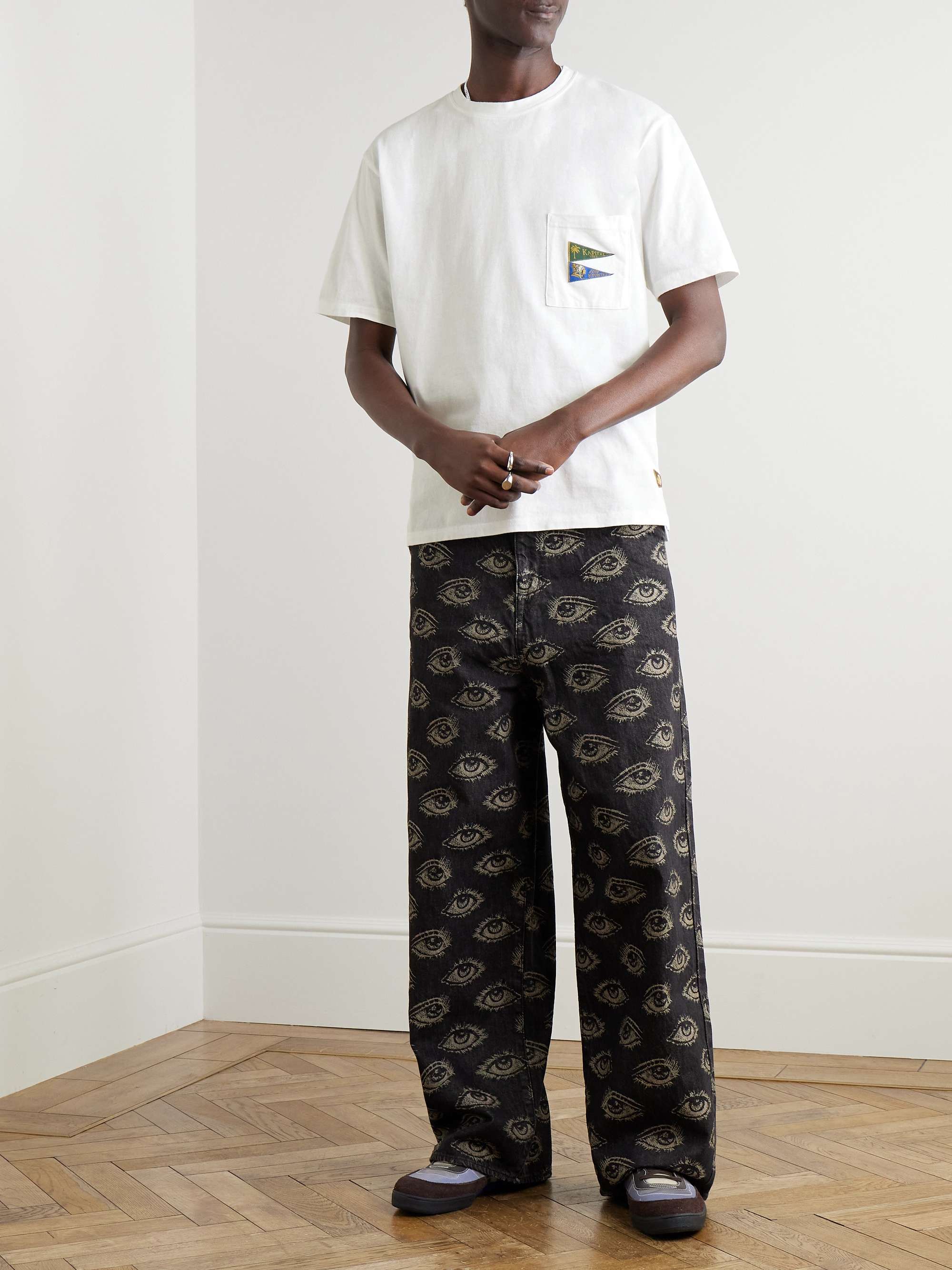 KAPITAL Lumber Straight-Leg Embroidered Cotton-Canvas Cargo