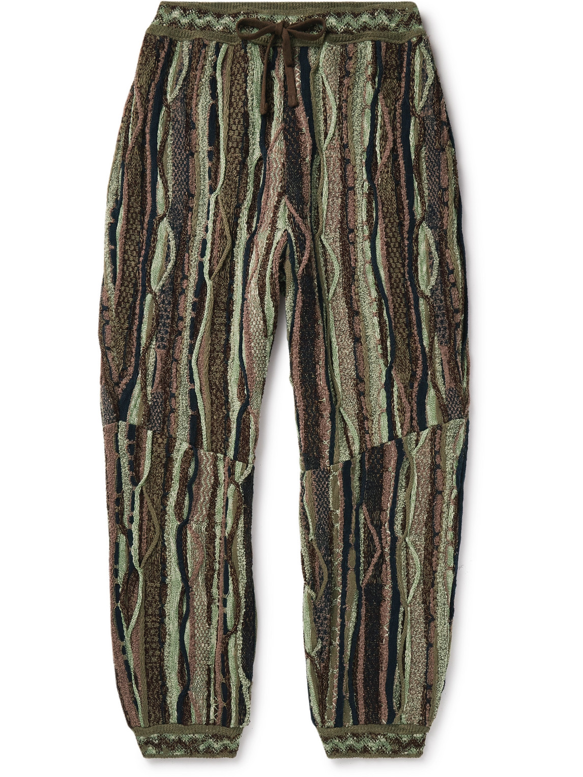 Kapital Gaudy Tapered Intarsia Bouclé Sweatpants In Green