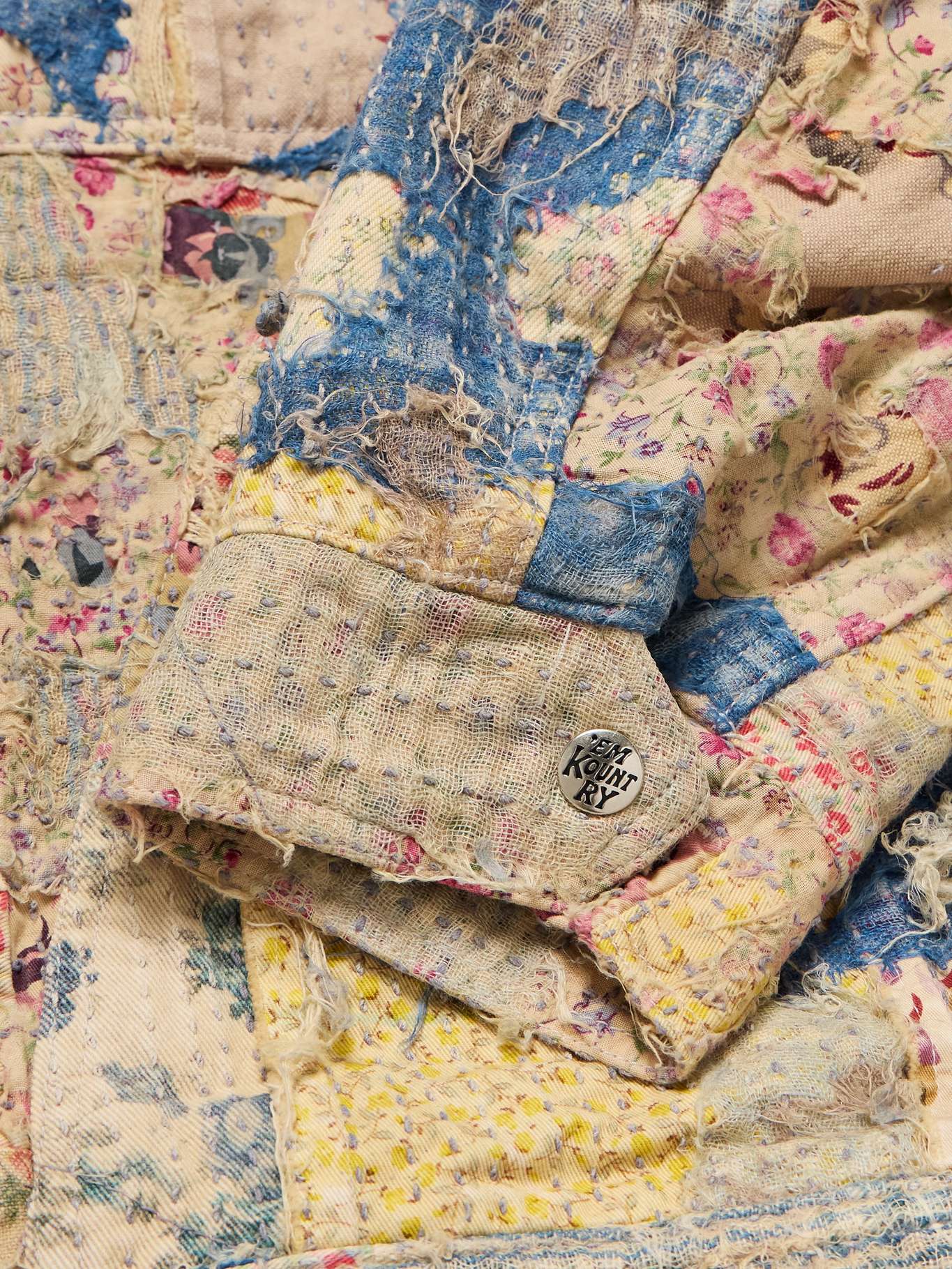 KAPITAL Boro Distressed Patchwork Cotton and Linen-Blend Zip-Up Jacket ...