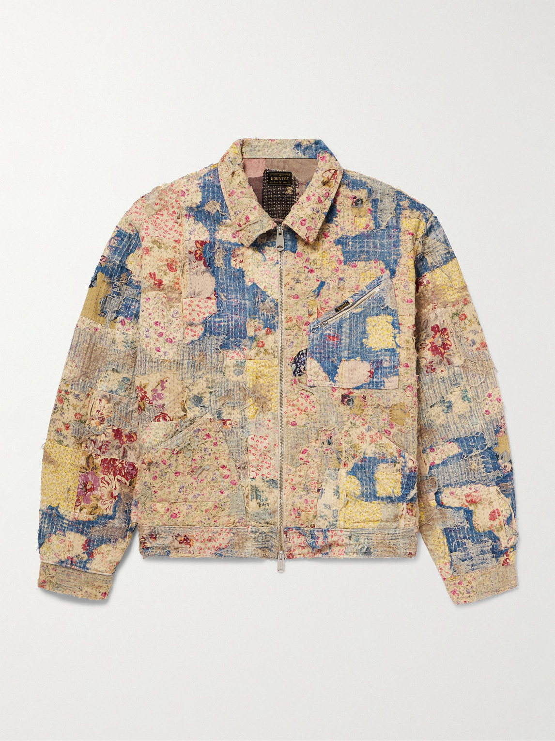 KAPITAL Boro Distressed Patchwork Cotton and Linen-Blend Zip-Up Jacket - Men
