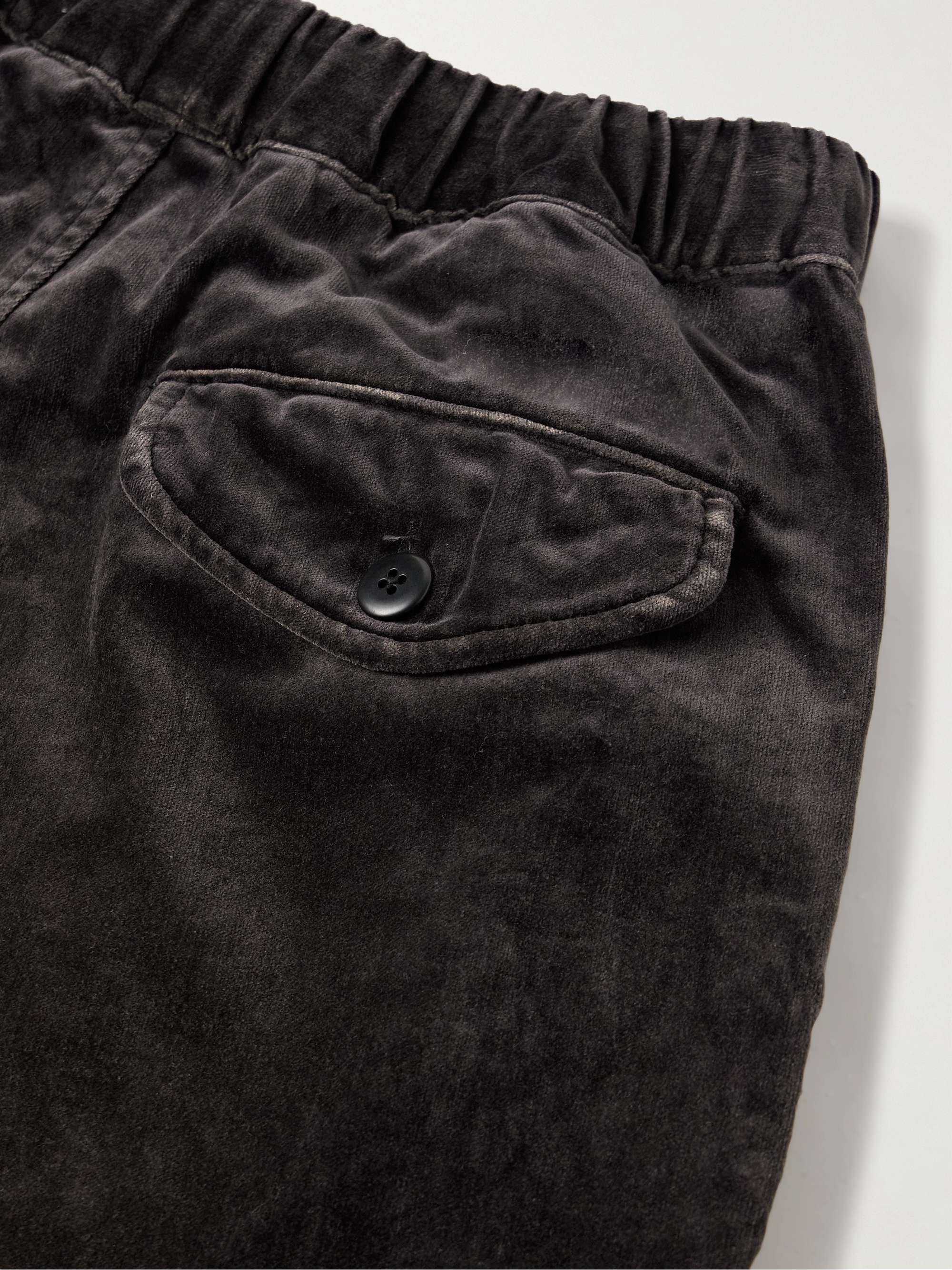 Brown Casa Wide-Leg Cotton-Velvet Drawstring Trousers