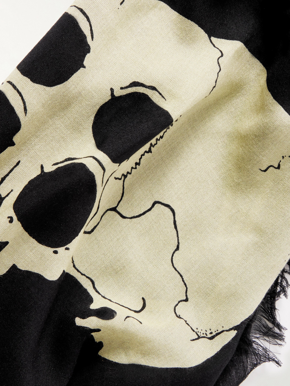 Shop Kapital Fringed Printed Voile Scarf In Black