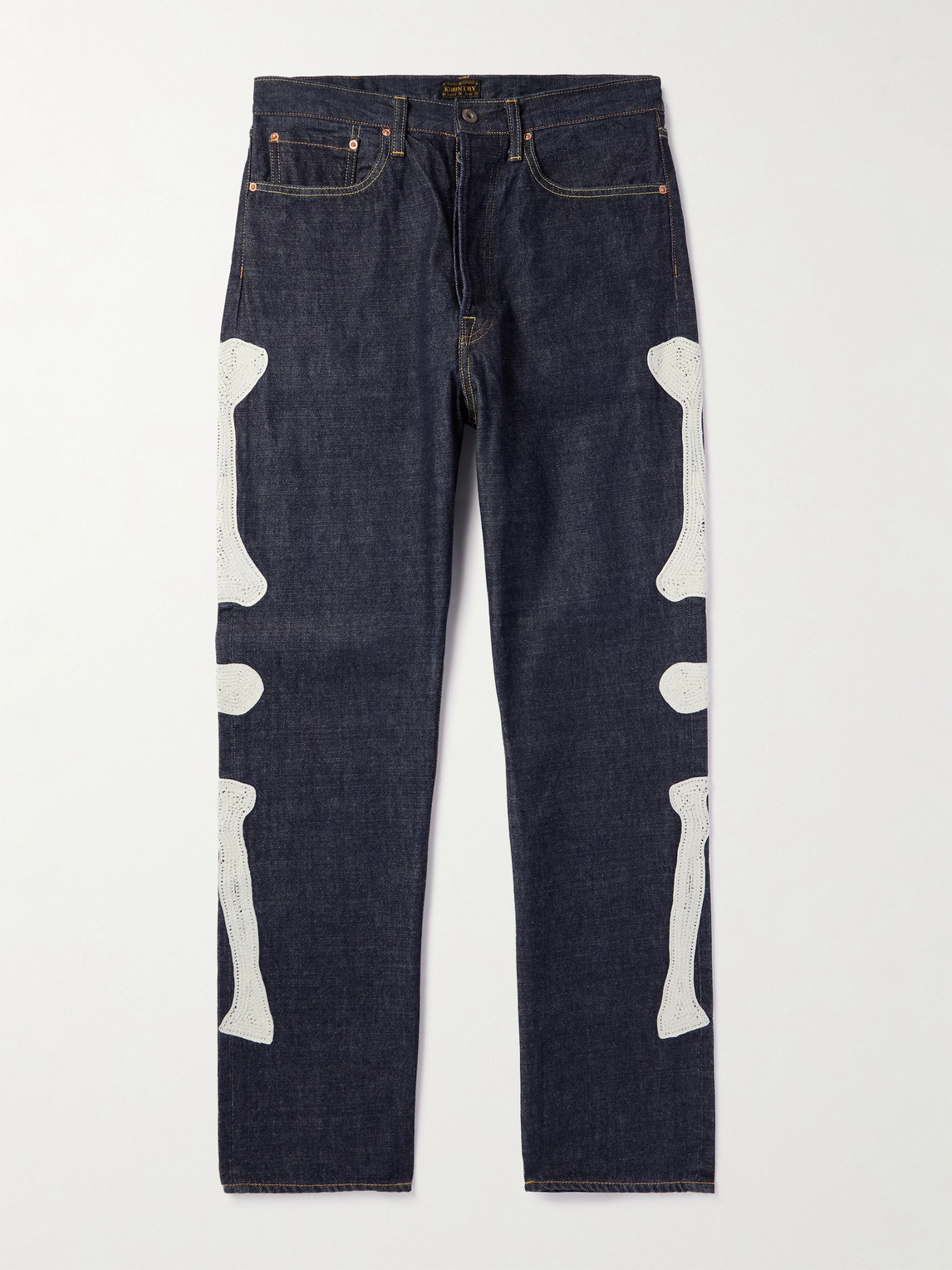 KAPITAL Okagilly Slim-Fit Crochet-Trimmed Jeans - Men