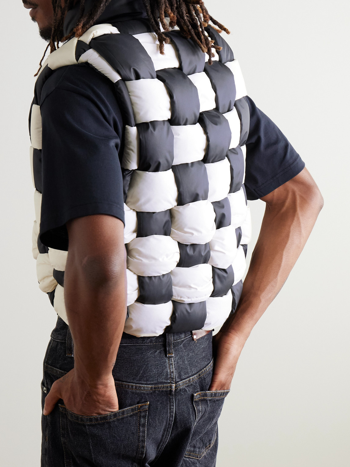 Shop Kapital Cropped Reversible Quilted Padded Shell Gilet In White