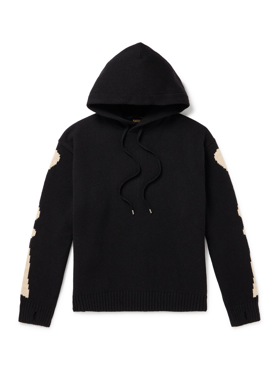 Kapital 5g Intarsia Wool Hoodie In Black