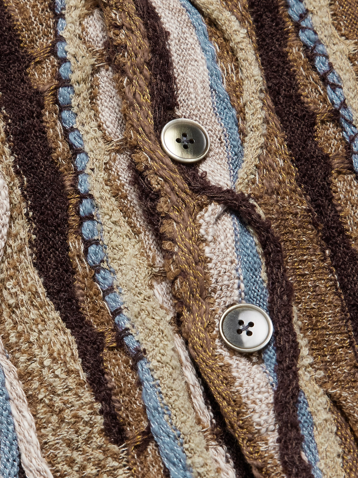 Shop Kapital Gaudy Intarsia Bouclé Cardigan In Brown