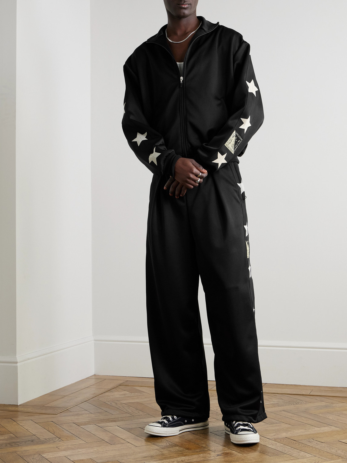 Shop Kapital Printed Tech-jersey Track Jacket In Black