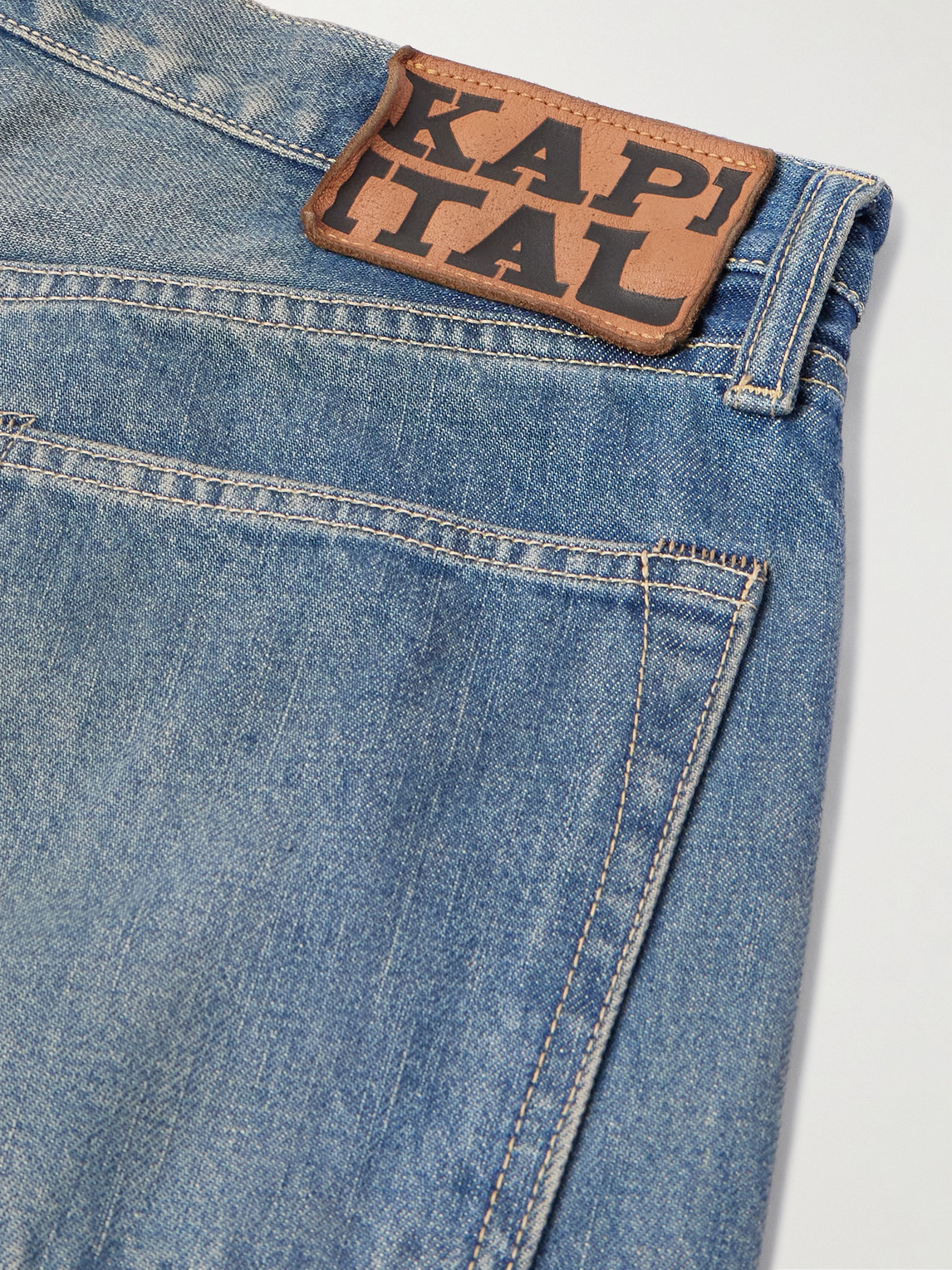 Shop Kapital Monkey Cisco Speakeasy Slim-fit Distressed Denim Jeans In Blue