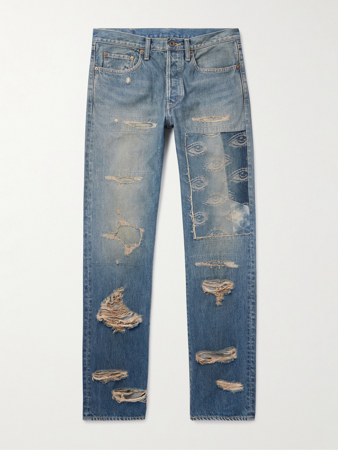 Kapital Monkey Cisco Speakeasy Slim-fit Distressed Denim Jeans In Blue