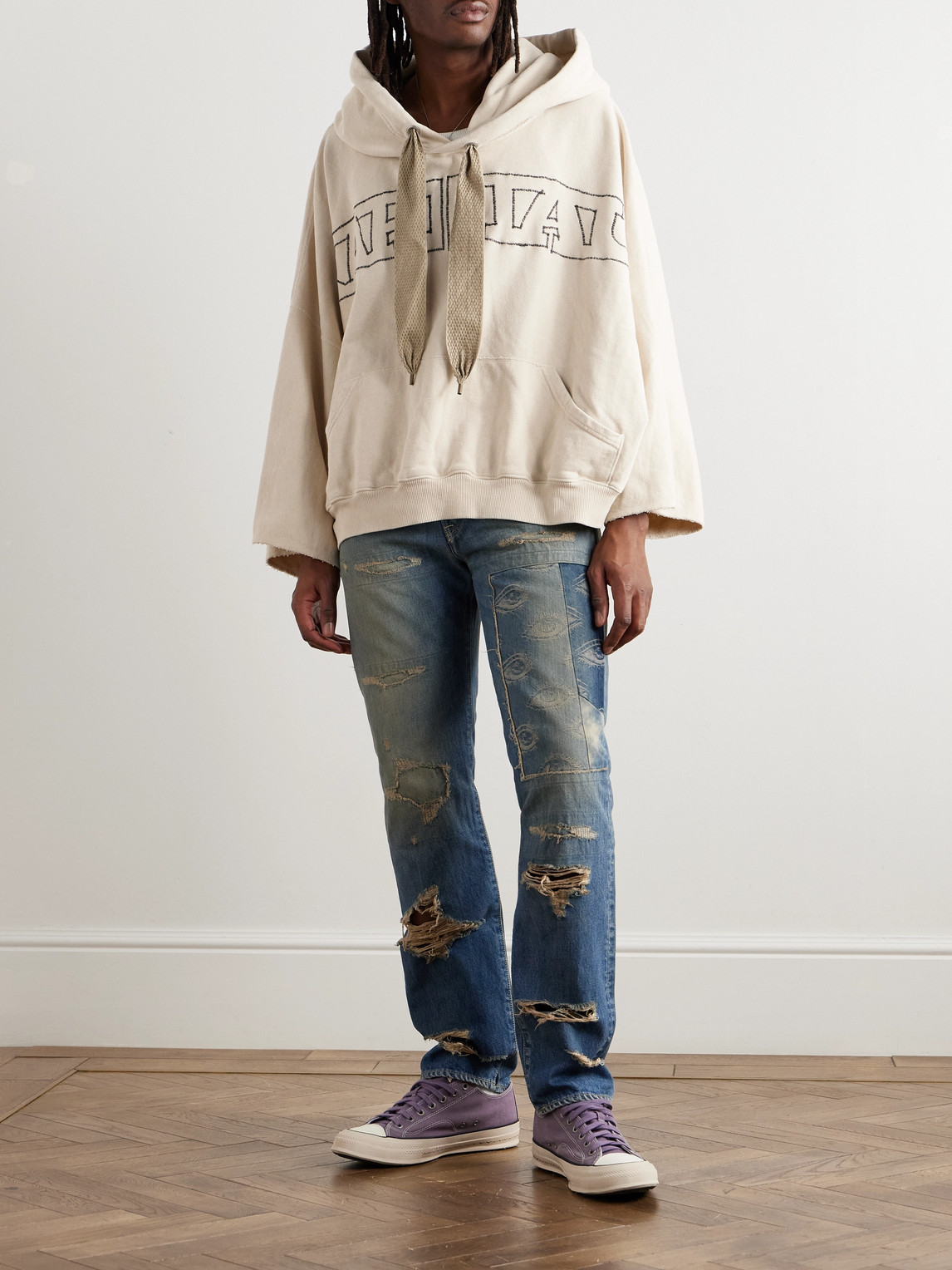 Shop Kapital Monkey Cisco Speakeasy Slim-fit Distressed Denim Jeans In Blue