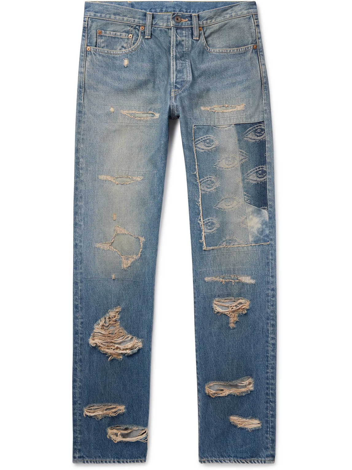 Kapital Monkey Cisco Speakeasy Slim-fit Distressed Denim Jeans In Blue