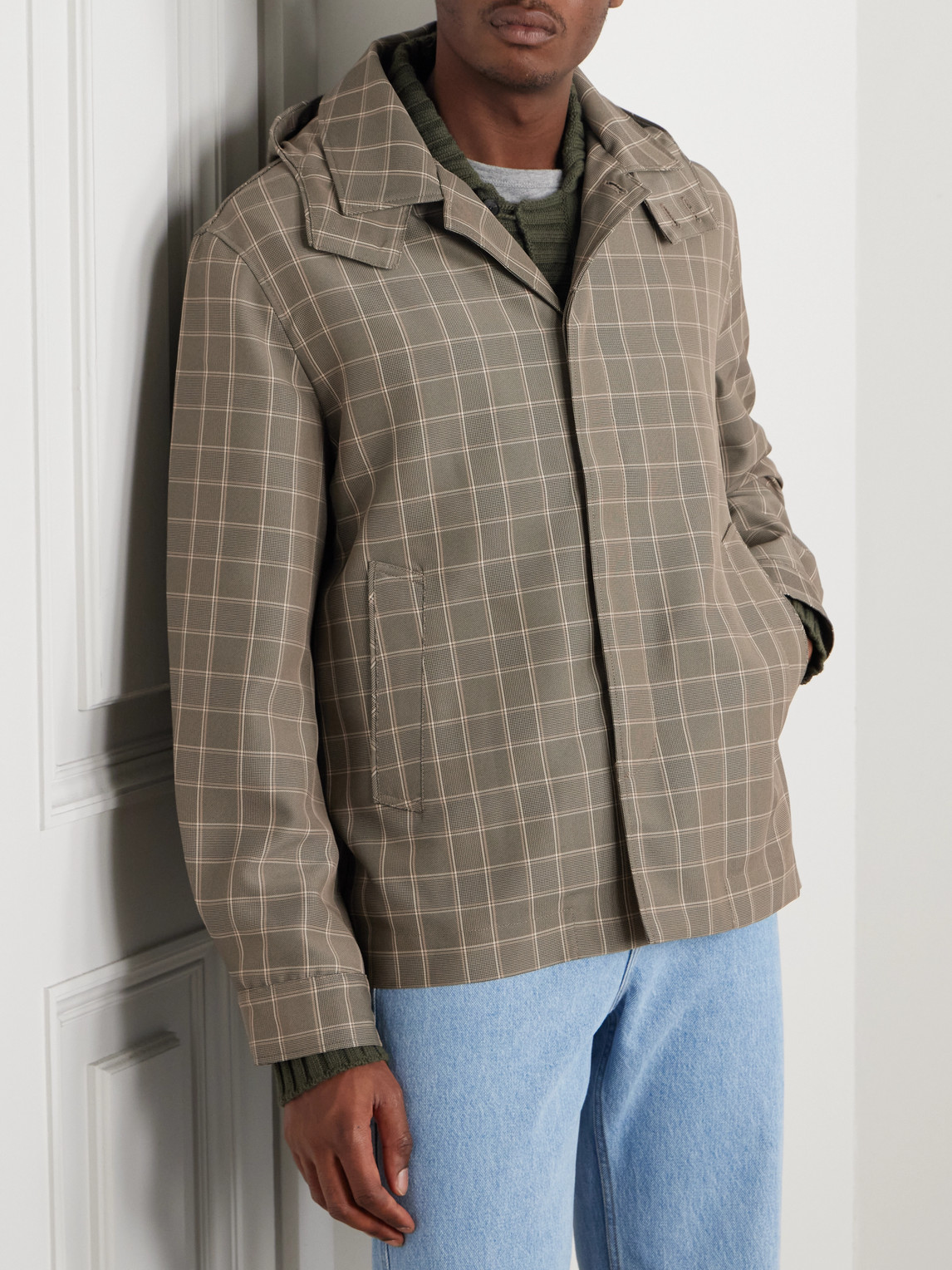  Mr P. - Checked Recycled-shell Hooded Coach Jacket - Men - Brown - M 