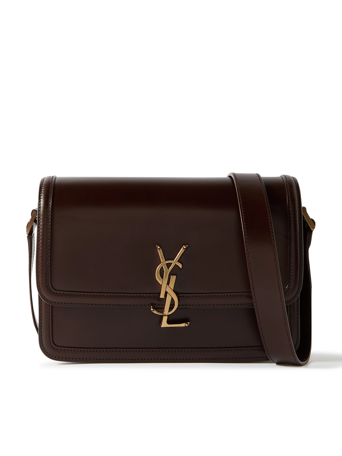 Saint Laurent Solferino Medium Logo-appliquéd Leather Messenger Bag In Brown