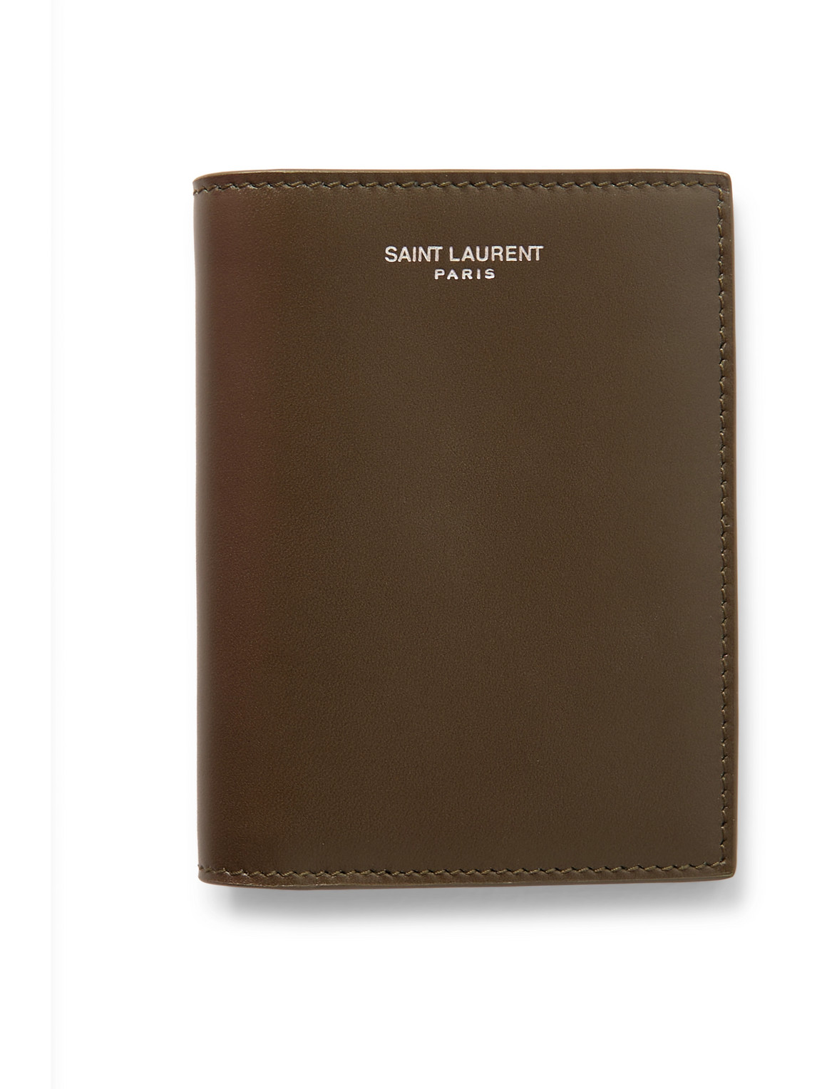 Saint Laurent Logo-print Leather Bifold Wallet In Green