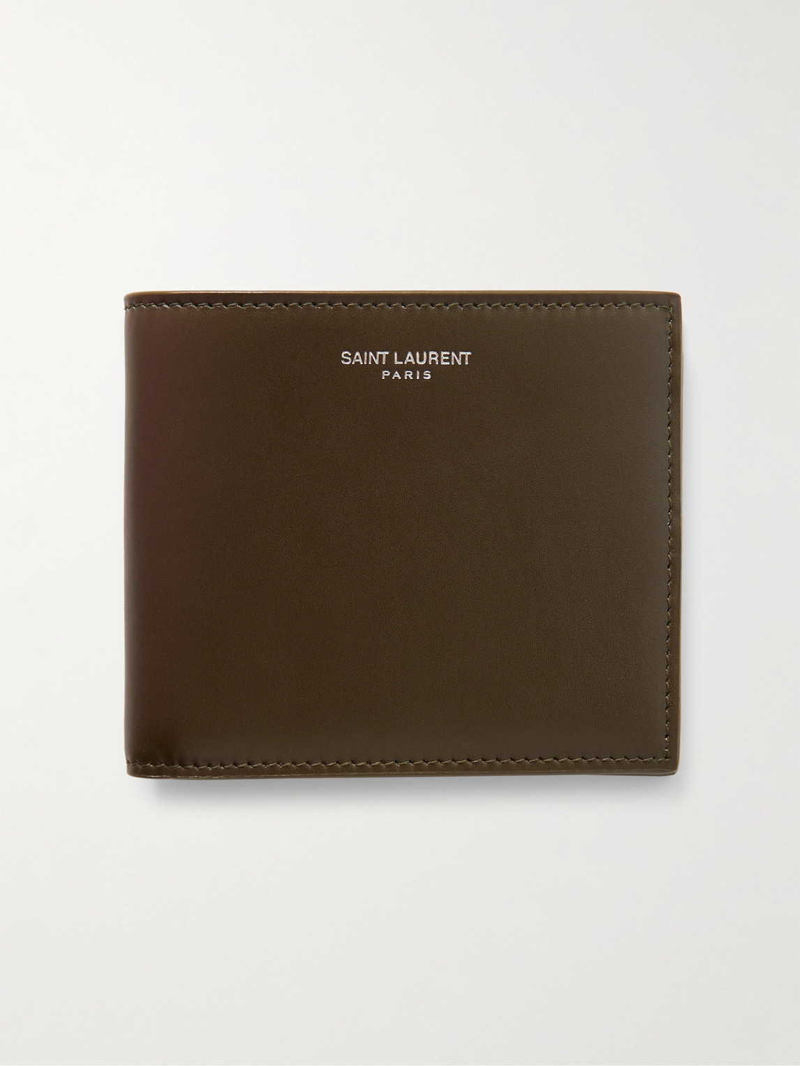 Saint Laurent Logo-print Leather Billfold Wallet In Green