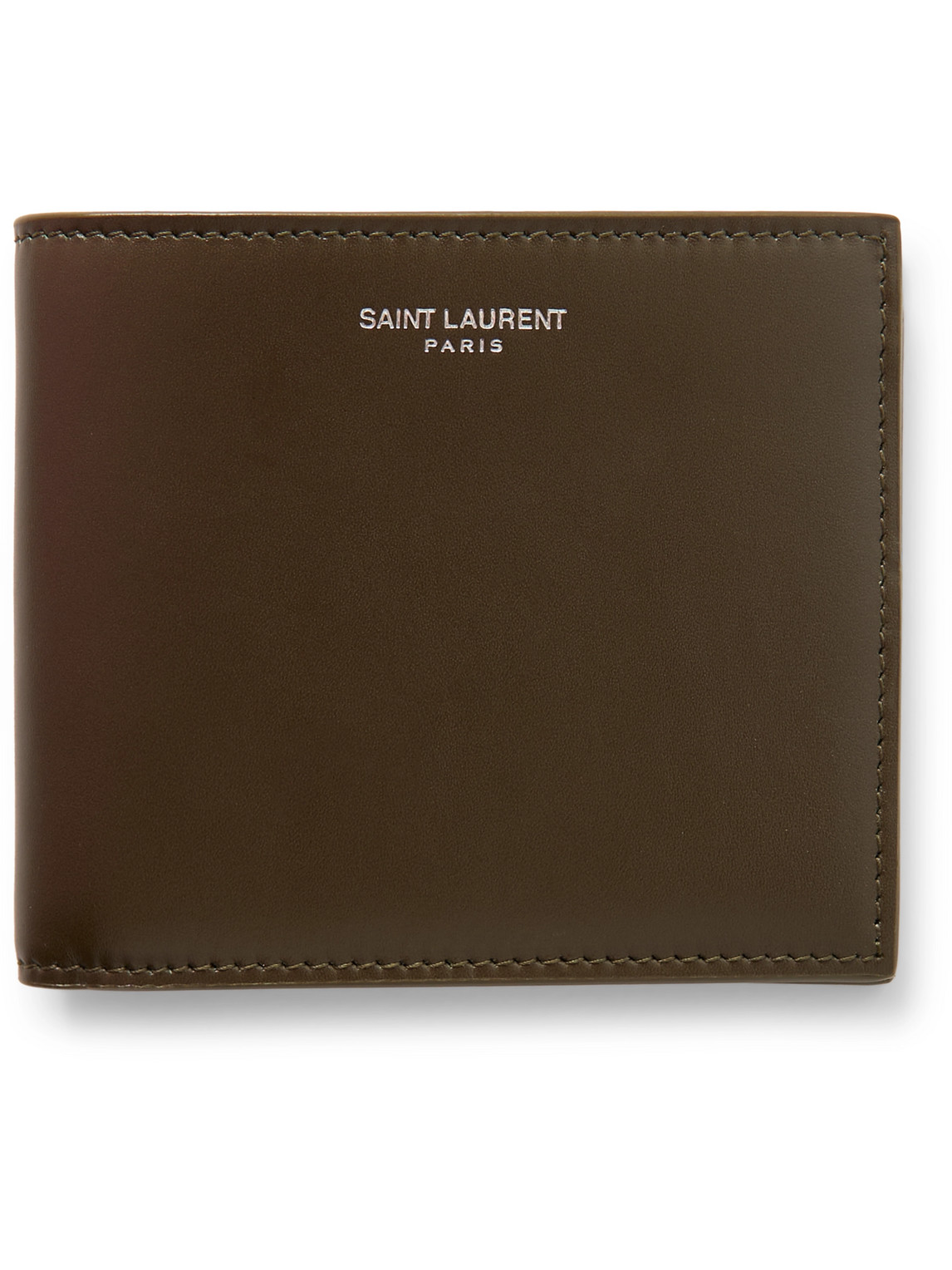 Saint Laurent Logo-print Leather Billfold Wallet In Green