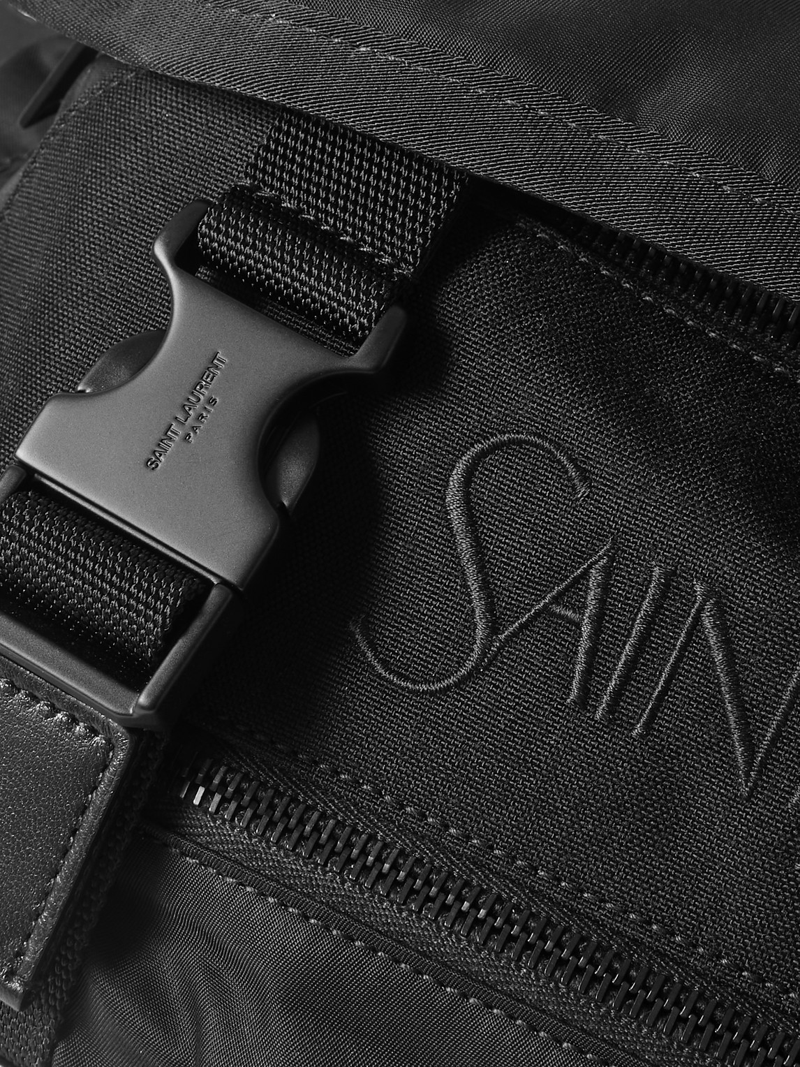 Saint Laurent Logo-embroidered Canvas Belt Bag In Black