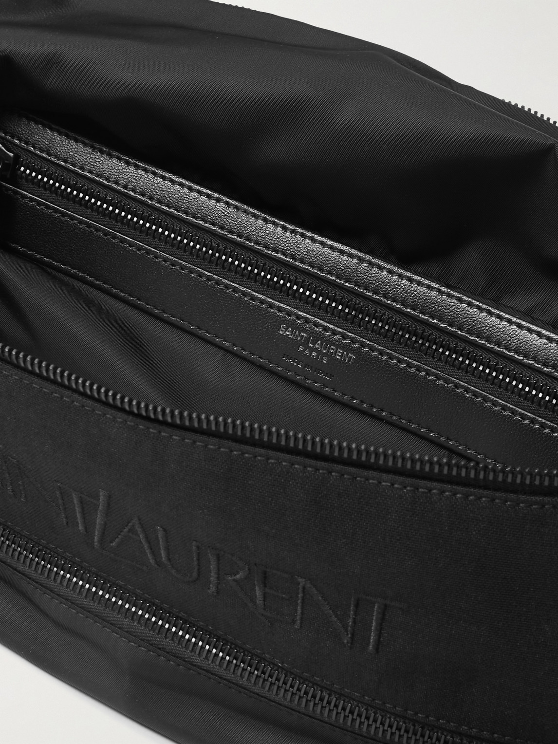 Saint Laurent Logo-embroidered Canvas Belt Bag In Black