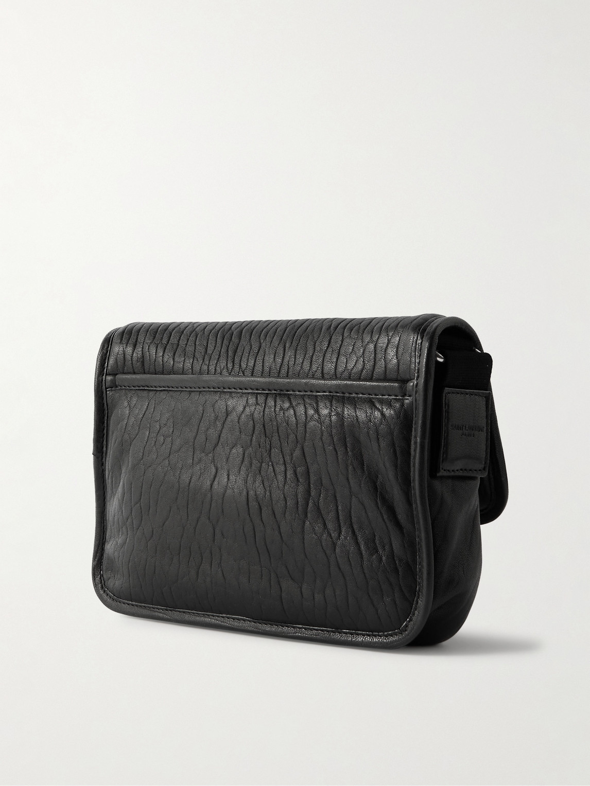 Saint Laurent Niki Small Logo-appliquéd Textured-leather Messenger Bag In Black