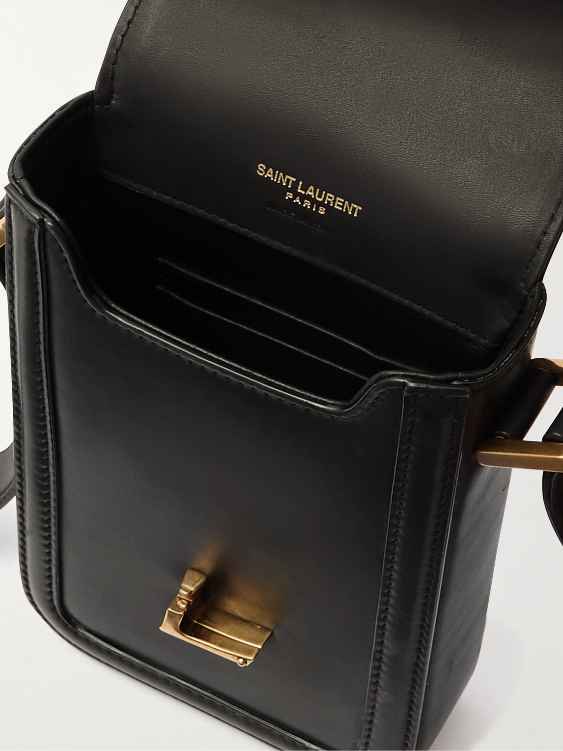 Saint Laurent Solferino Mini Logo-embellished Leather Messenger Bag In Black