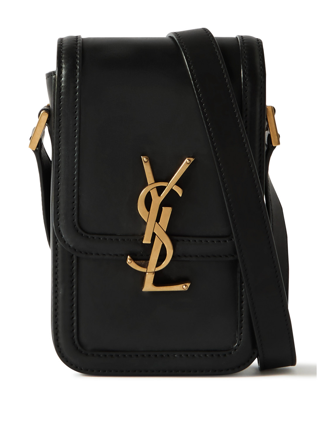 Saint Laurent Solferino Mini Logo-embellished Leather Messenger Bag In Black