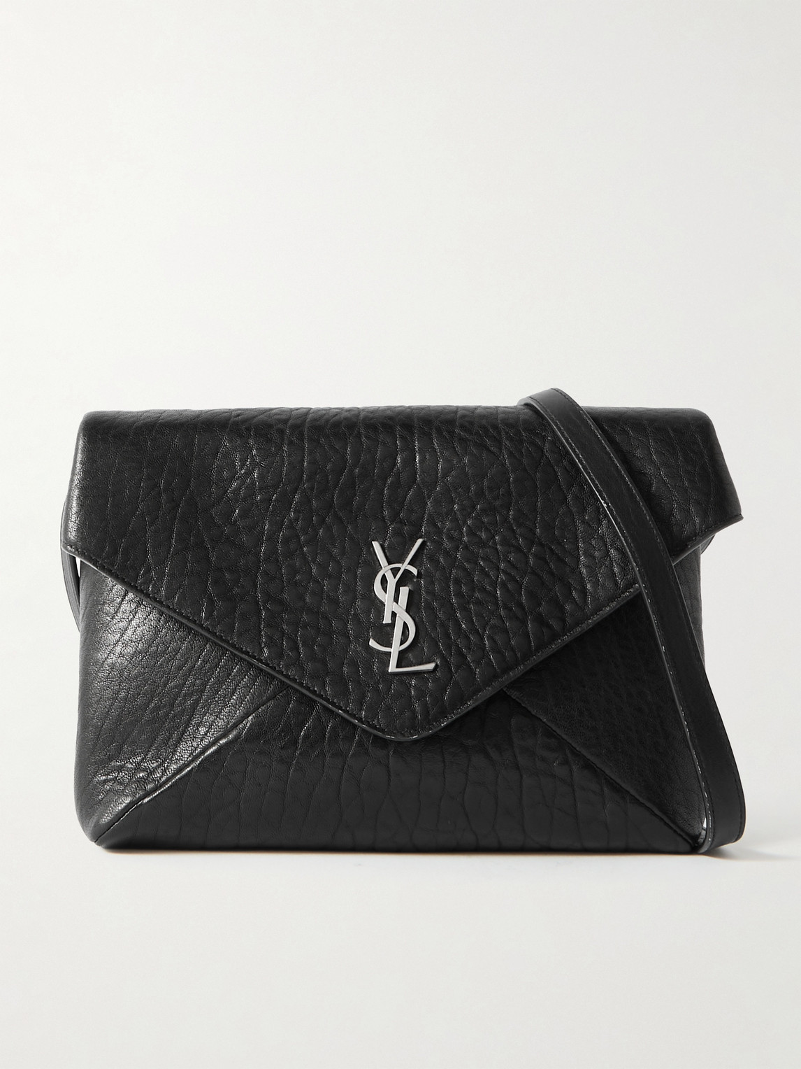Saint Laurent Cassandre Logo-Appliquéd Textured-Leather Pouch - Men