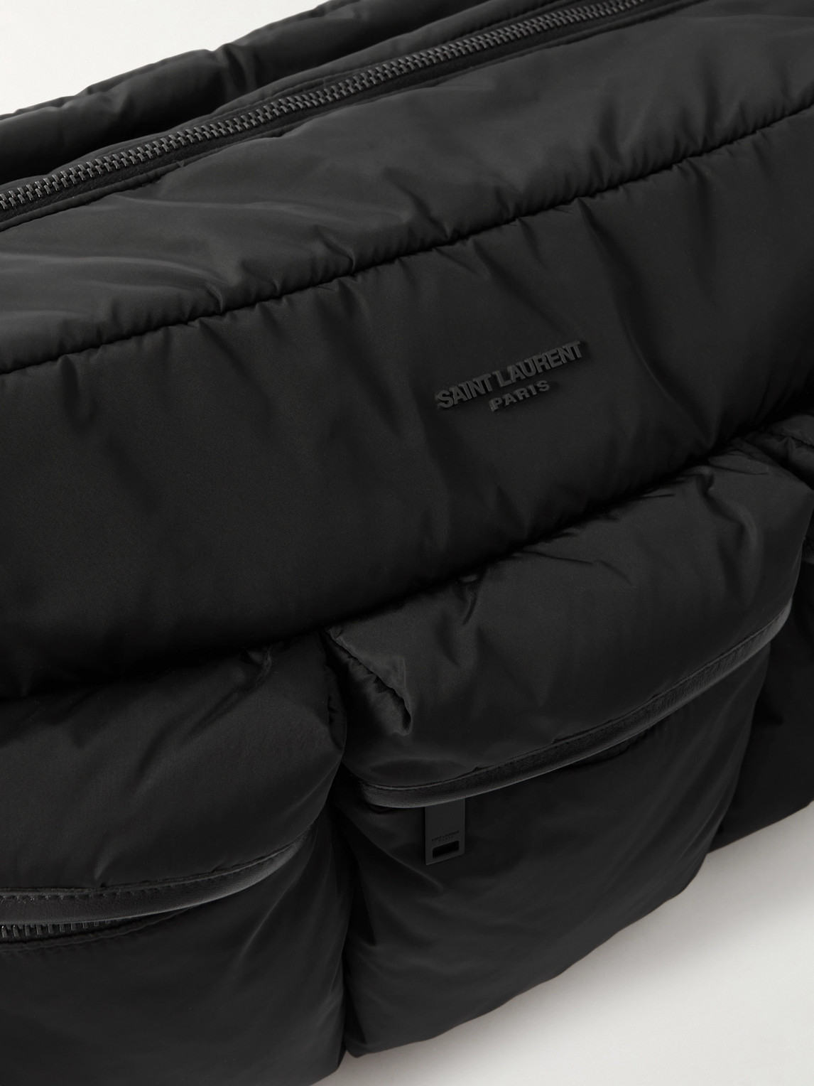 Saint Laurent Leather-trimmed Padded Shell Messenger Bag In Black