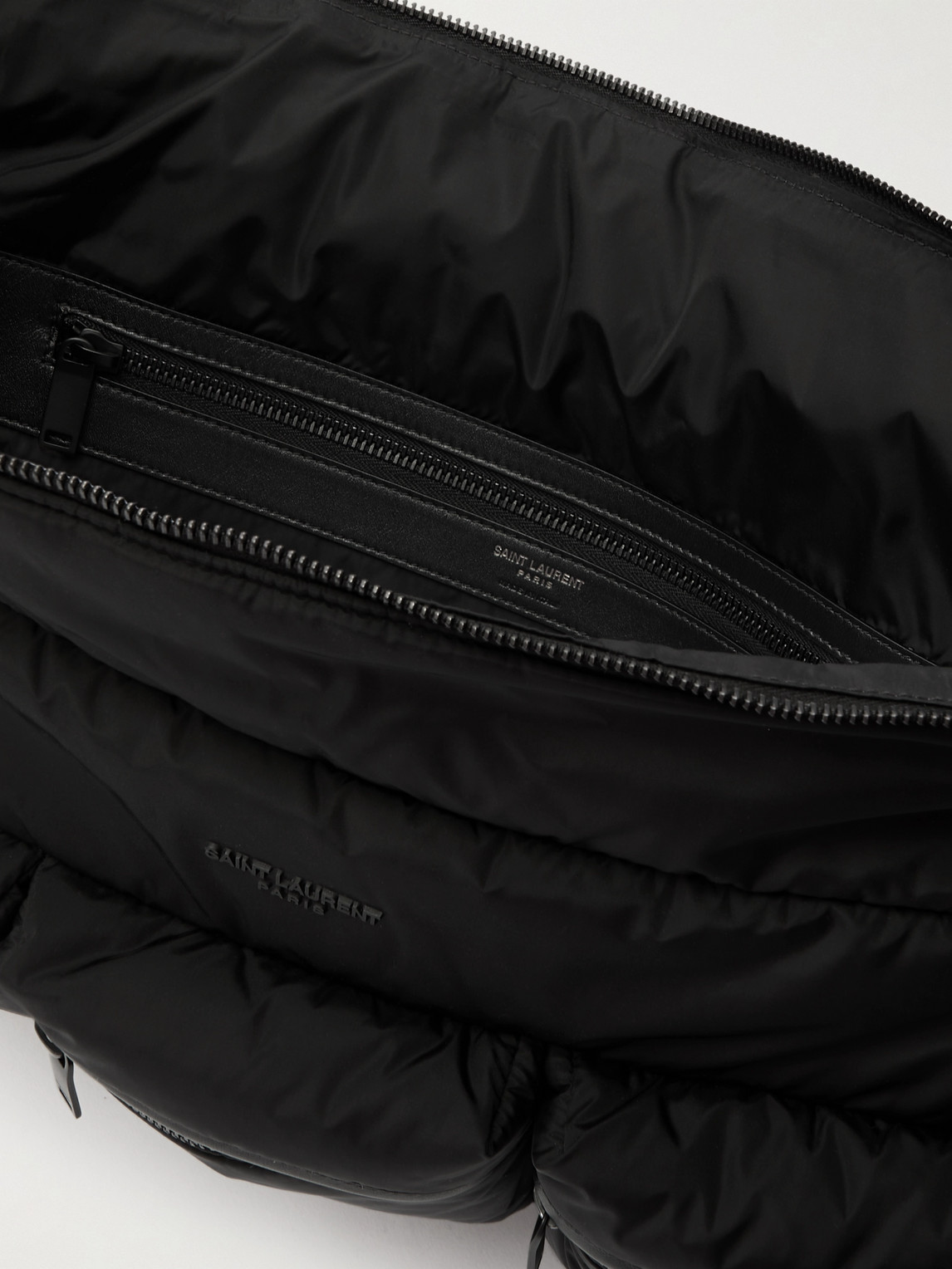 Saint Laurent Leather-trimmed Padded Shell Messenger Bag In Black