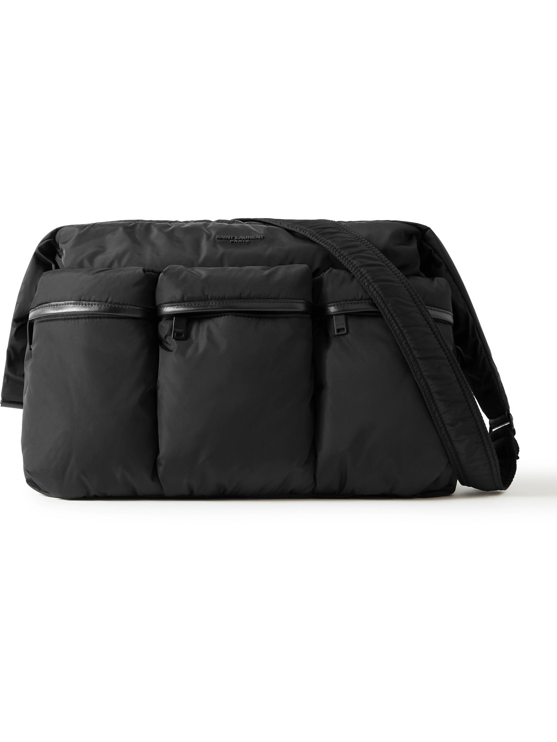 Saint Laurent Leather-trimmed Padded Shell Messenger Bag In Black