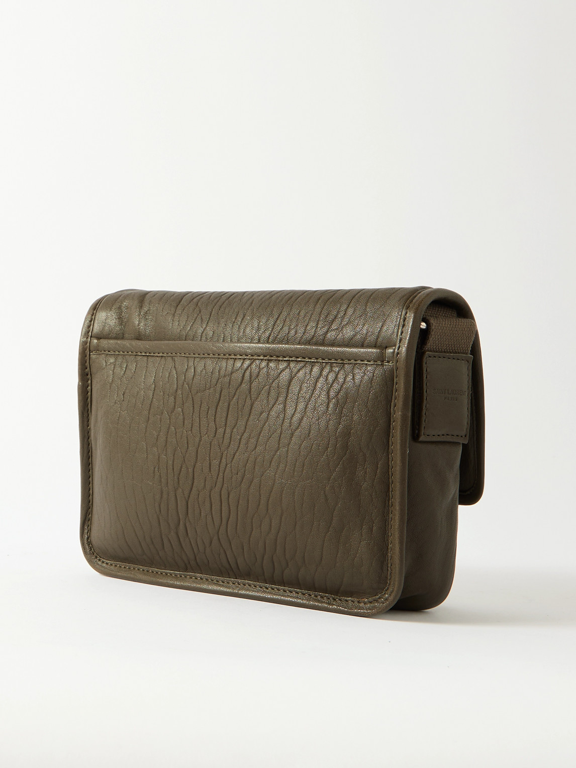 Saint Laurent Niki Small Logo-appliquéd Textured-leather Messenger Bag In Green