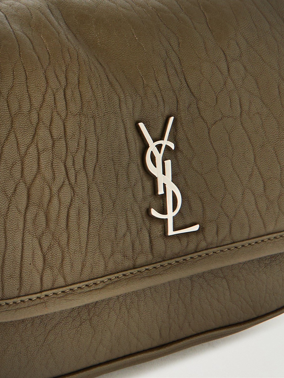 Saint Laurent Niki Small Logo-appliquéd Textured-leather Messenger Bag In Green