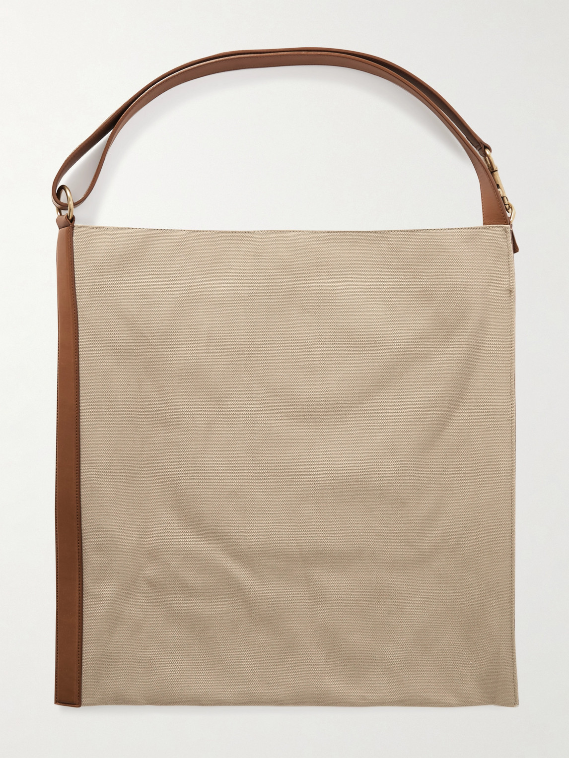 Saint Laurent Leather-trimmed Canvas Tote Bag In Neutrals