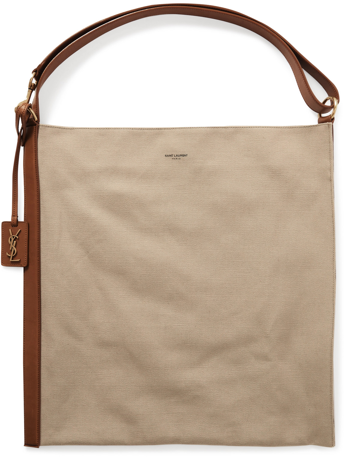 Saint Laurent Leather-trimmed Canvas Tote Bag In Neutrals