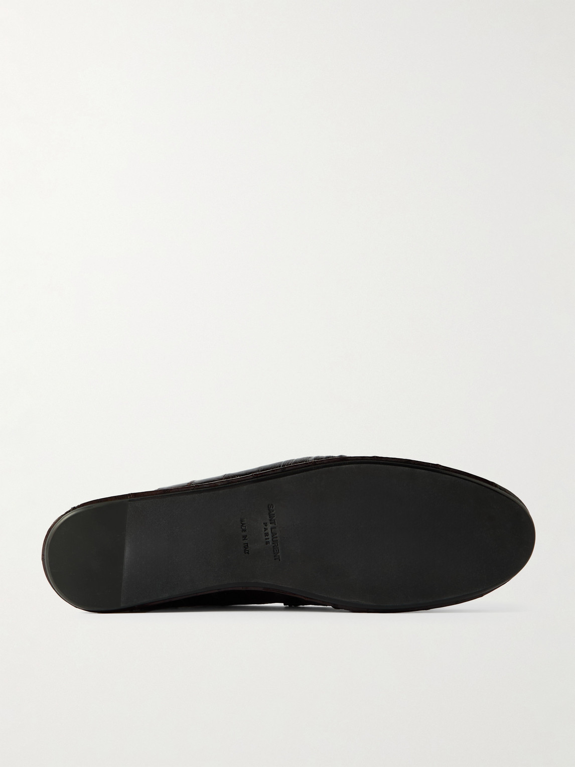 Saint Laurent Logo-embellished Collapsible-heel Leather Penny Loafers In Brown