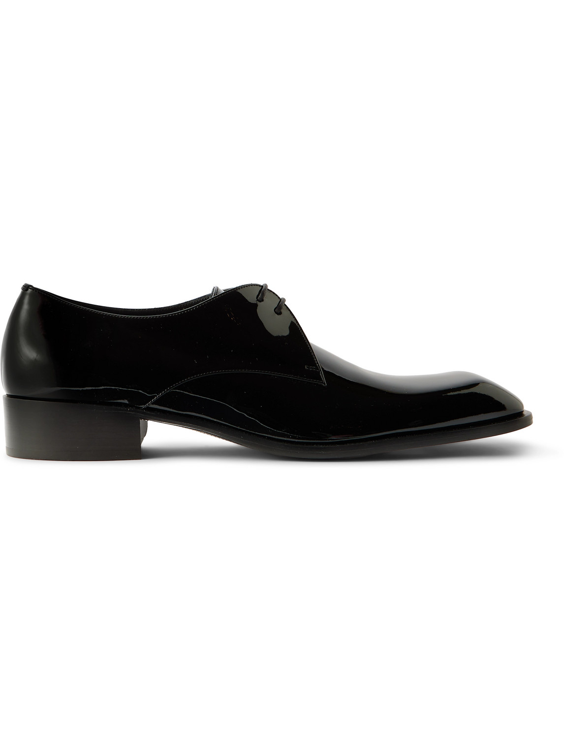 Saint Laurent Patent-leather Derby Shoes In Black